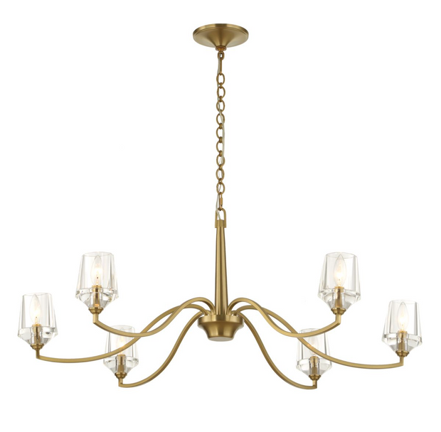 Uttermost Barcelona Warm Natural Brass Chandelier ~ 6 Lt