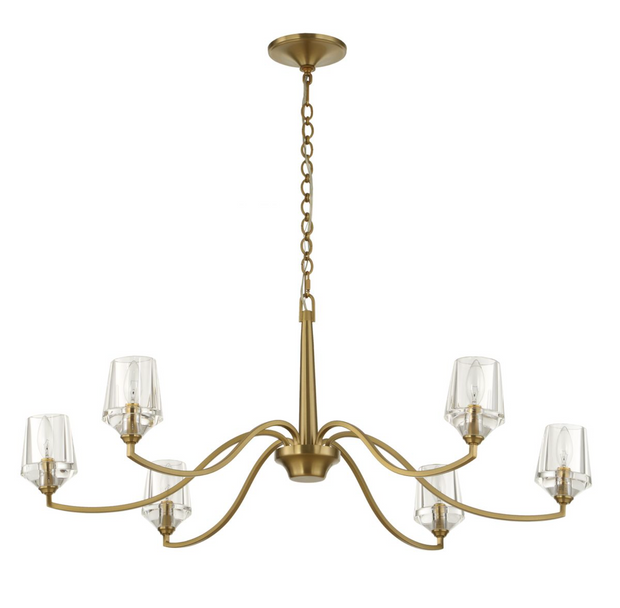Uttermost Barcelona Warm Natural Brass Chandelier ~ 6 Lt