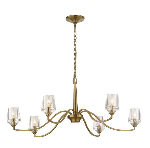 Uttermost Barcelona Warm Natural Brass Chandelier ~ 6 Lt