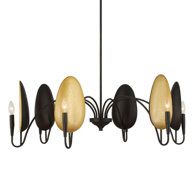 Uttermost Warwick Matte Black With Textured Finish Chandelier ~ 6 Lt