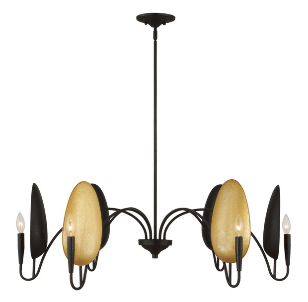 Uttermost Warwick Matte Black With Textured Finish Chandelier ~ 6 Lt