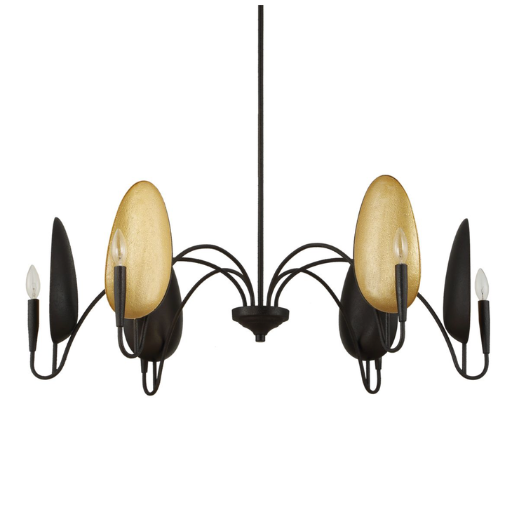 Uttermost Warwick Matte Black With Textured Finish Chandelier ~ 6 Lt