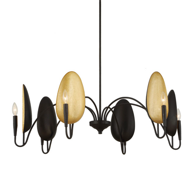 Uttermost Warwick Matte Black With Textured Finish Chandelier ~ 6 Lt