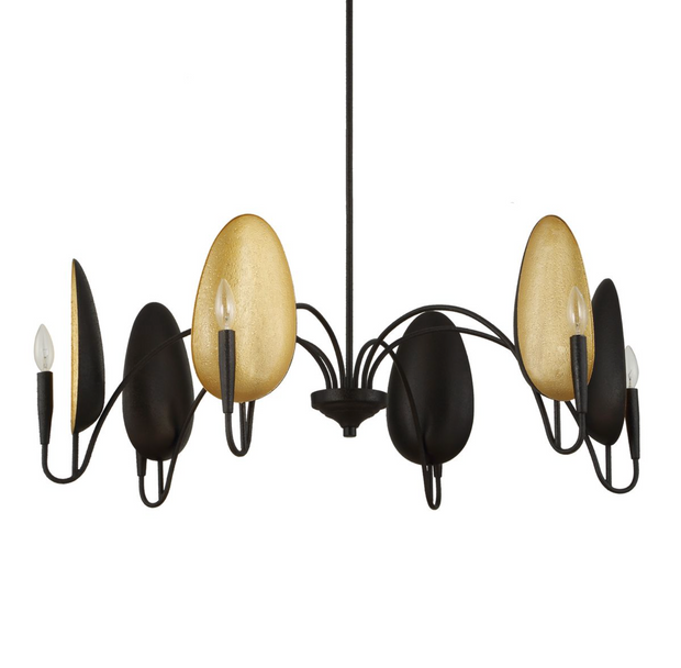 Uttermost Warwick Matte Black With Textured Finish Chandelier ~ 6 Lt