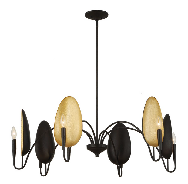 Uttermost Warwick Matte Black With Textured Finish Chandelier ~ 6 Lt