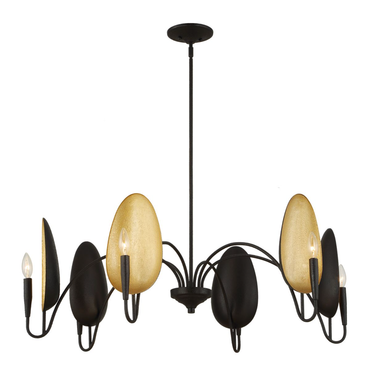 Uttermost Warwick Matte Black With Textured Finish Chandelier ~ 6 Lt