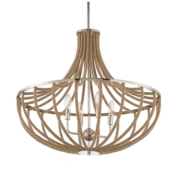 Uttermost Lovelock Natural Twisted Rope Pendant ~ 4 Lt