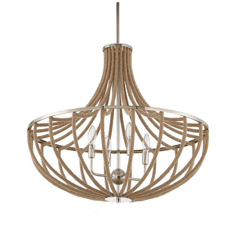 Uttermost Lovelock Natural Twisted Rope Pendant ~ 4 Lt