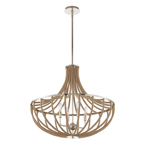 Uttermost Lovelock Natural Twisted Rope Pendant ~ 4 Lt