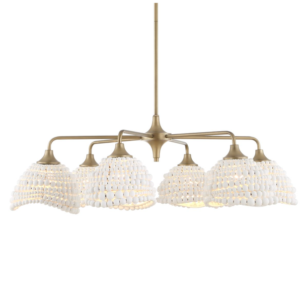 Uttermost Biddleford Matte White Wood Beaded Pendant ~ 6 Lt