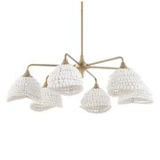 Uttermost Biddleford Matte White Wood Beaded Pendant ~ 6 Lt