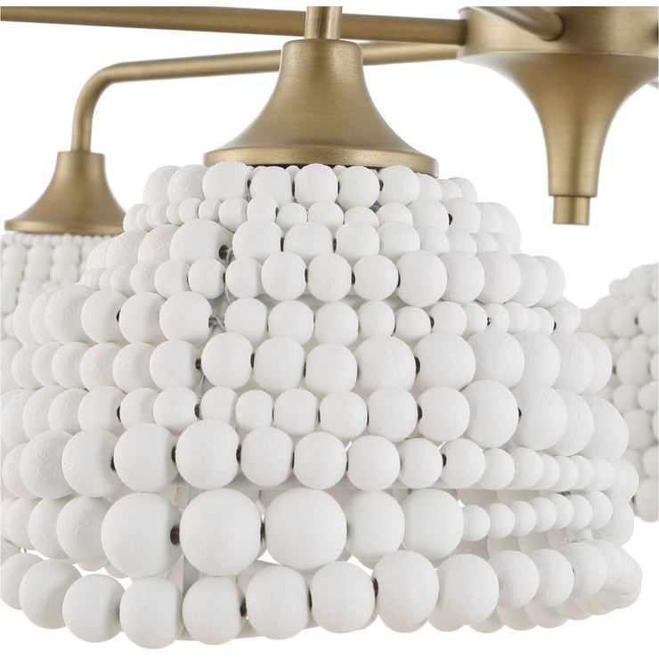 Uttermost Biddleford Matte White Wood Beaded Pendant ~ 6 Lt