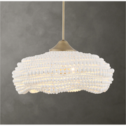 Uttermost Biddleford Matte White Wood Beaded Pendant ~ 5 Lt