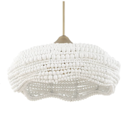 Uttermost Biddleford Matte White Wood Beaded Pendant ~ 5 Lt
