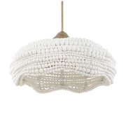 Uttermost Biddleford Matte White Wood Beaded Pendant ~ 5 Lt