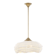 Uttermost Biddleford Matte White Wood Beaded Pendant ~ 5 Lt
