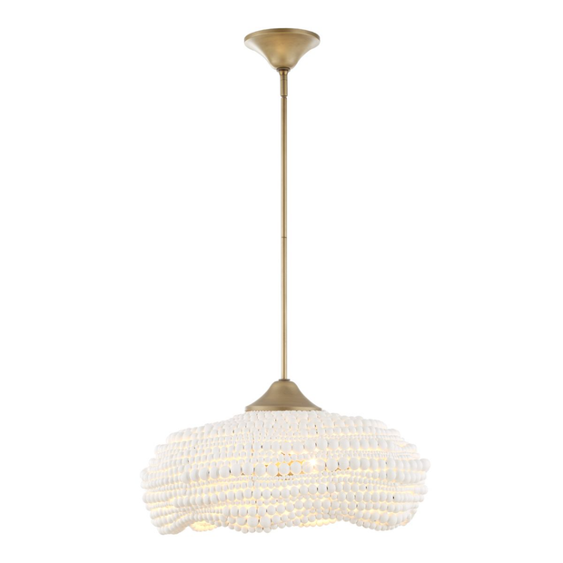 Uttermost Biddleford Matte White Wood Beaded Pendant ~ 5 Lt