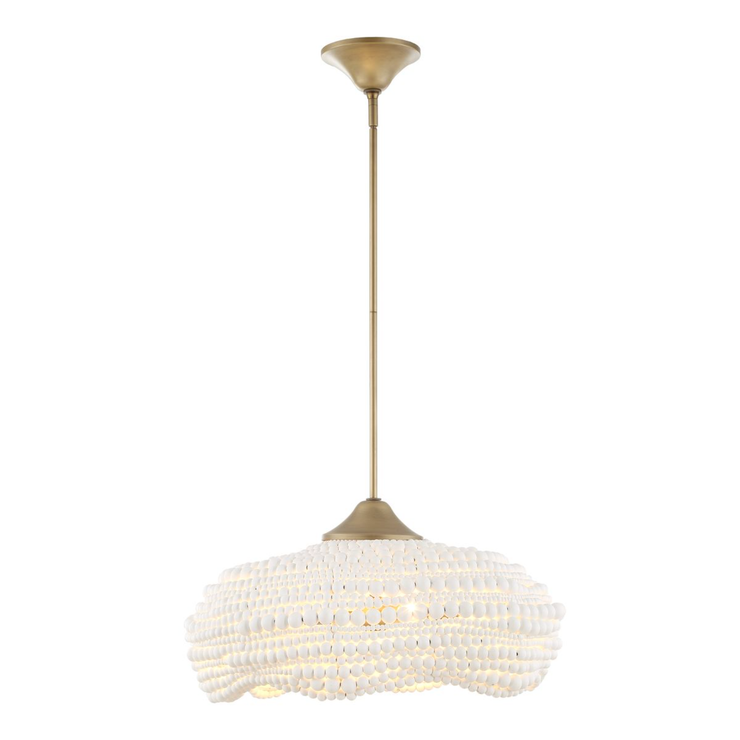Uttermost Biddleford Matte White Wood Beaded Pendant ~ 5 Lt