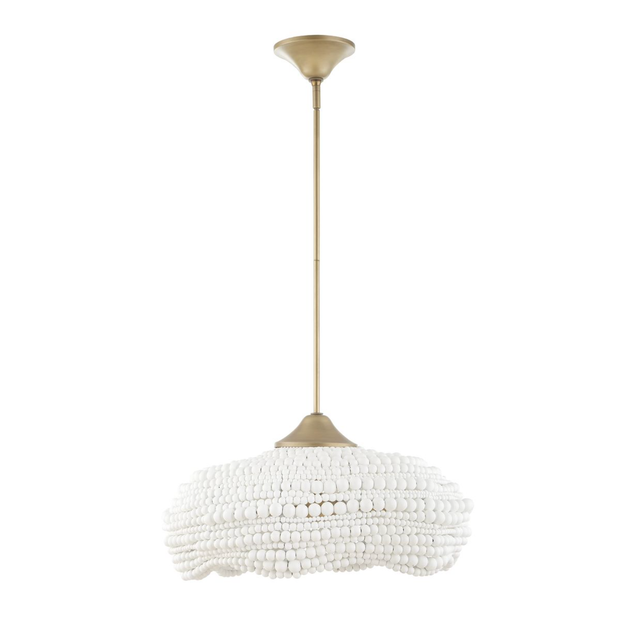 Uttermost Biddleford Matte White Wood Beaded Pendant ~ 5 Lt