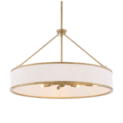 Uttermost Algiers White Linen Shade Pendant ~ 8 Lt