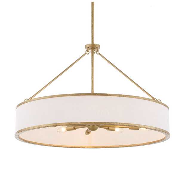 Uttermost Algiers White Linen Shade Pendant ~ 8 Lt