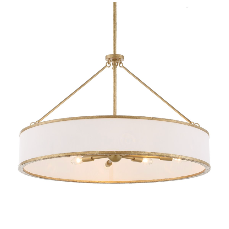Uttermost Algiers White Linen Shade Pendant ~ 8 Lt