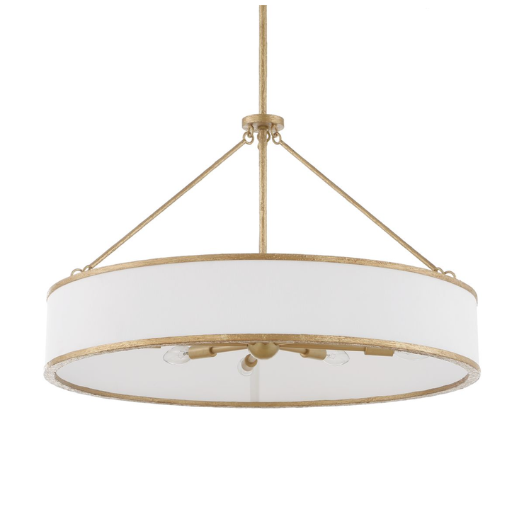 Uttermost Algiers White Linen Shade Pendant ~ 8 Lt