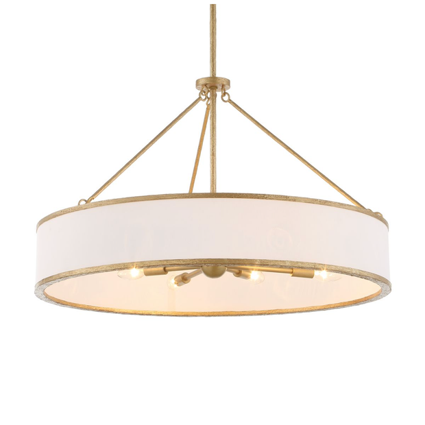 Uttermost Algiers White Linen Shade Pendant ~ 8 Lt