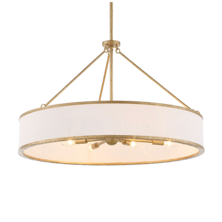 Uttermost Algiers White Linen Shade Pendant ~ 8 Lt
