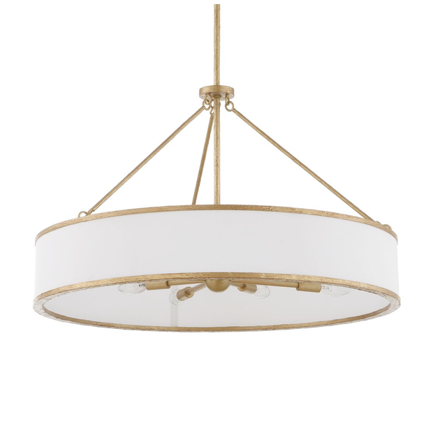 Uttermost Algiers White Linen Shade Pendant ~ 8 Lt
