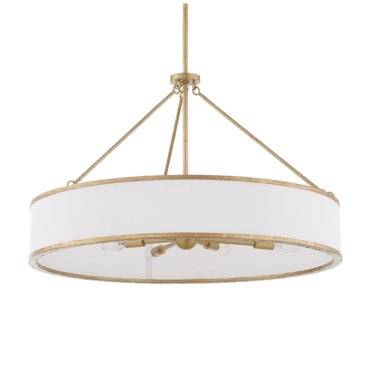 Uttermost Algiers White Linen Shade Pendant ~ 8 Lt