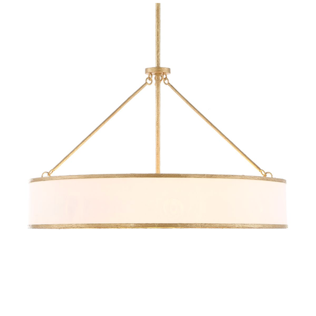Uttermost Algiers White Linen Shade Pendant ~ 8 Lt