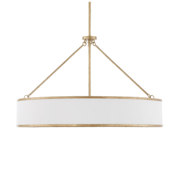 Uttermost Algiers White Linen Shade Pendant ~ 8 Lt