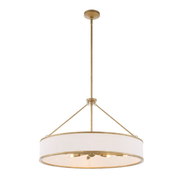 Uttermost Algiers White Linen Shade Pendant ~ 8 Lt