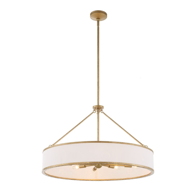 Uttermost Algiers White Linen Shade Pendant ~ 8 Lt