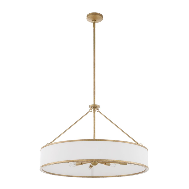 Uttermost Algiers White Linen Shade Pendant ~ 8 Lt