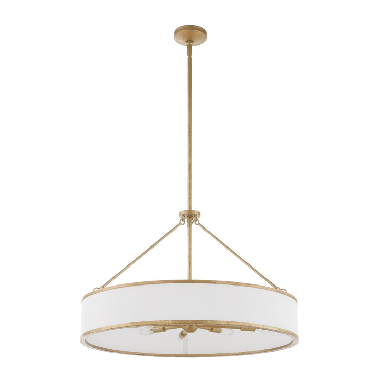 Uttermost Algiers White Linen Shade Pendant ~ 8 Lt