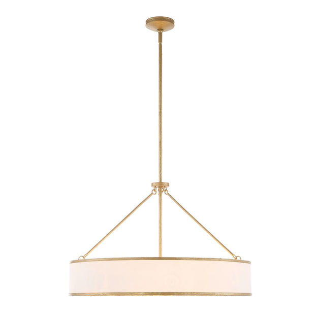 Uttermost Algiers White Linen Shade Pendant ~ 8 Lt