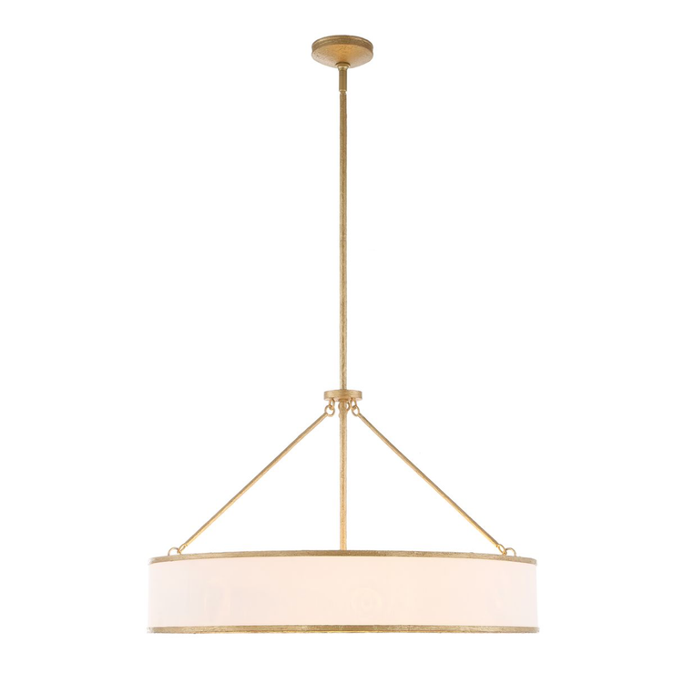 Uttermost Algiers White Linen Shade Pendant ~ 8 Lt