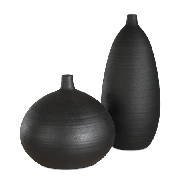 Uttermost Bower Sleek Black Vases ~ Set Of 2