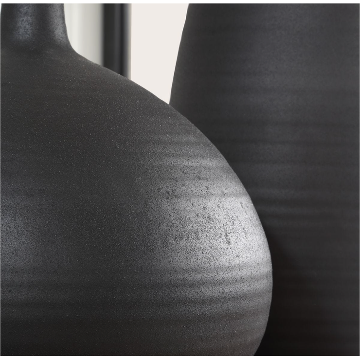 Uttermost Bower Sleek Black Vases ~ Set Of 2