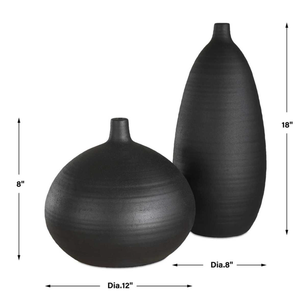 Uttermost Bower Sleek Black Vases ~ Set Of 2