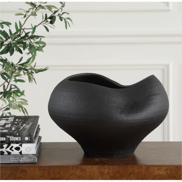 Uttermost Nocturne Matte Black Oragnic Shape Bowl