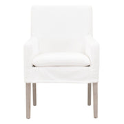 Essentials For Living Drake Slipcover Arm Dining Chair ~ LiveSmart Peyton-Pearl With Natural Gray Oak Frame