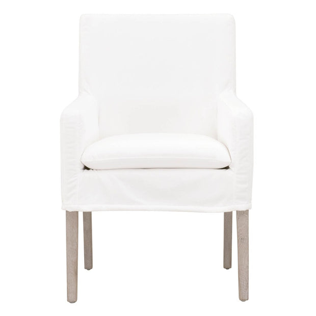 Essentials For Living Drake Slipcover Arm Dining Chair ~ LiveSmart Peyton-Pearl With Natural Gray Oak Frame