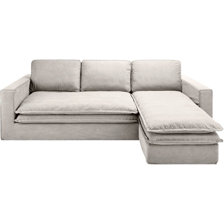 Surya Davis Modern Light Beige Slipcovered Sectional Sofa with Chaise