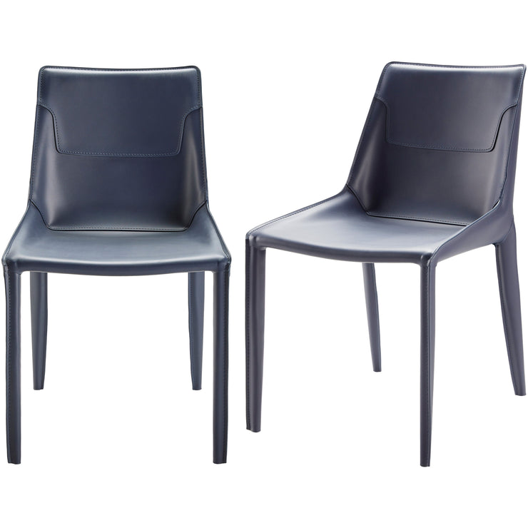 Surya Hanks Modern Navy Blue Faux Leather Set of 2 Dining Chairs