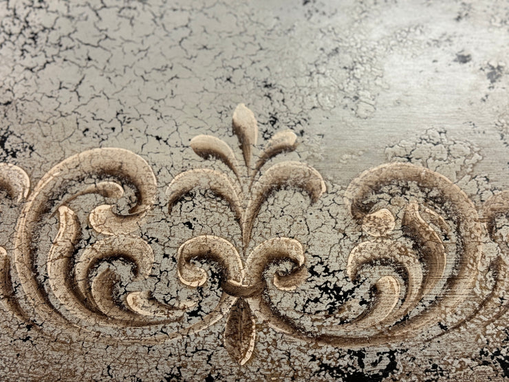 Casa Bonita Peruvian Hand-Painted and Carved Wood 60” Round Torino Dining Table in Rustic Plata