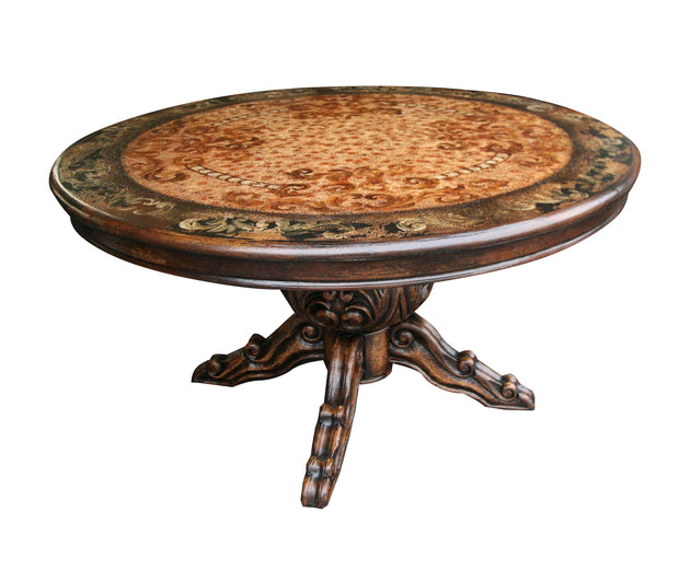 Casa Bonita Peruvian Hand-Painted and Carved Wood 72” Round Torino Dining Table
