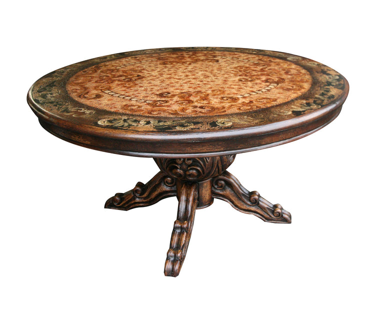 Casa Bonita Peruvian Hand-Painted and Carved Wood 72” Round Torino Dining Table